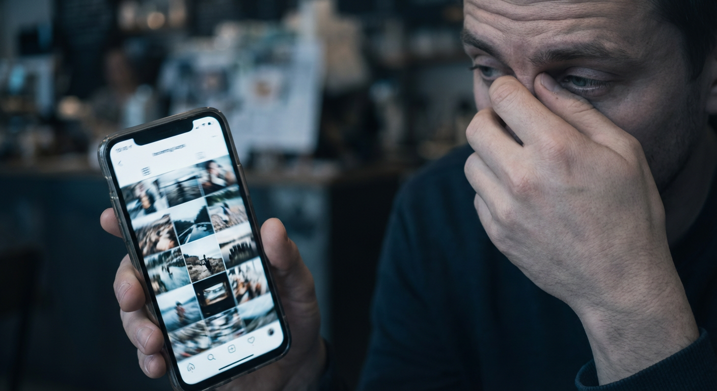 Endlessly scrolling photos on a phone
