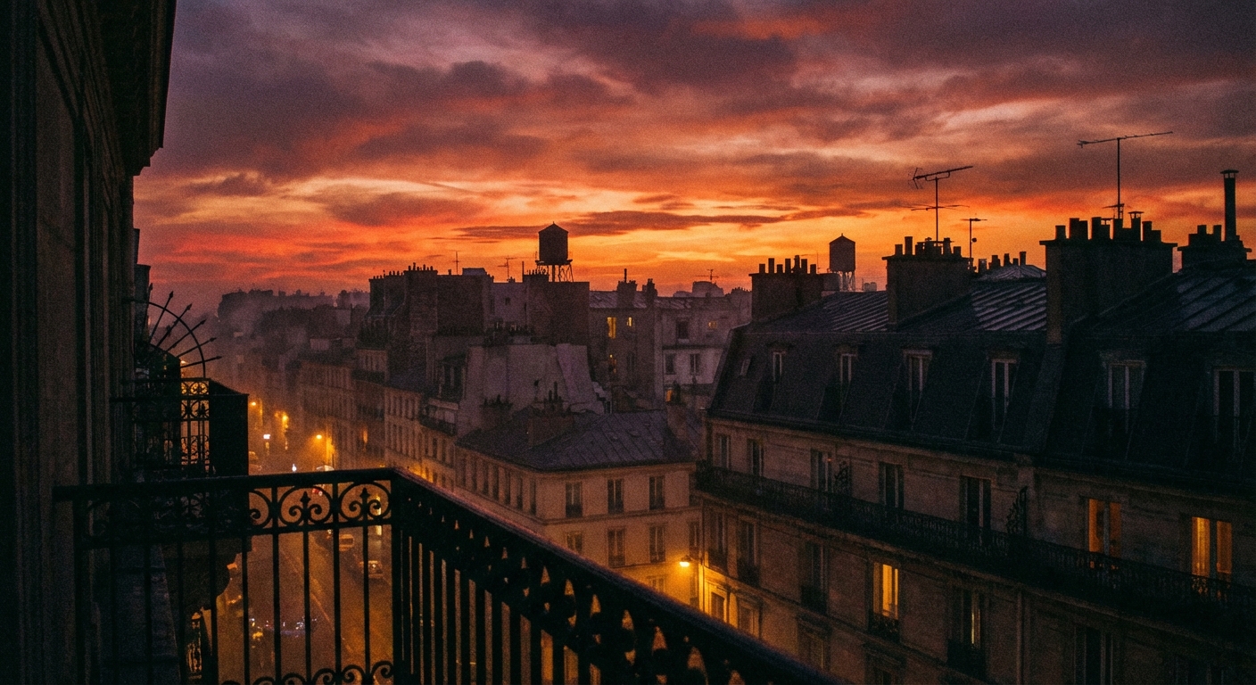 Sunset over rooftops