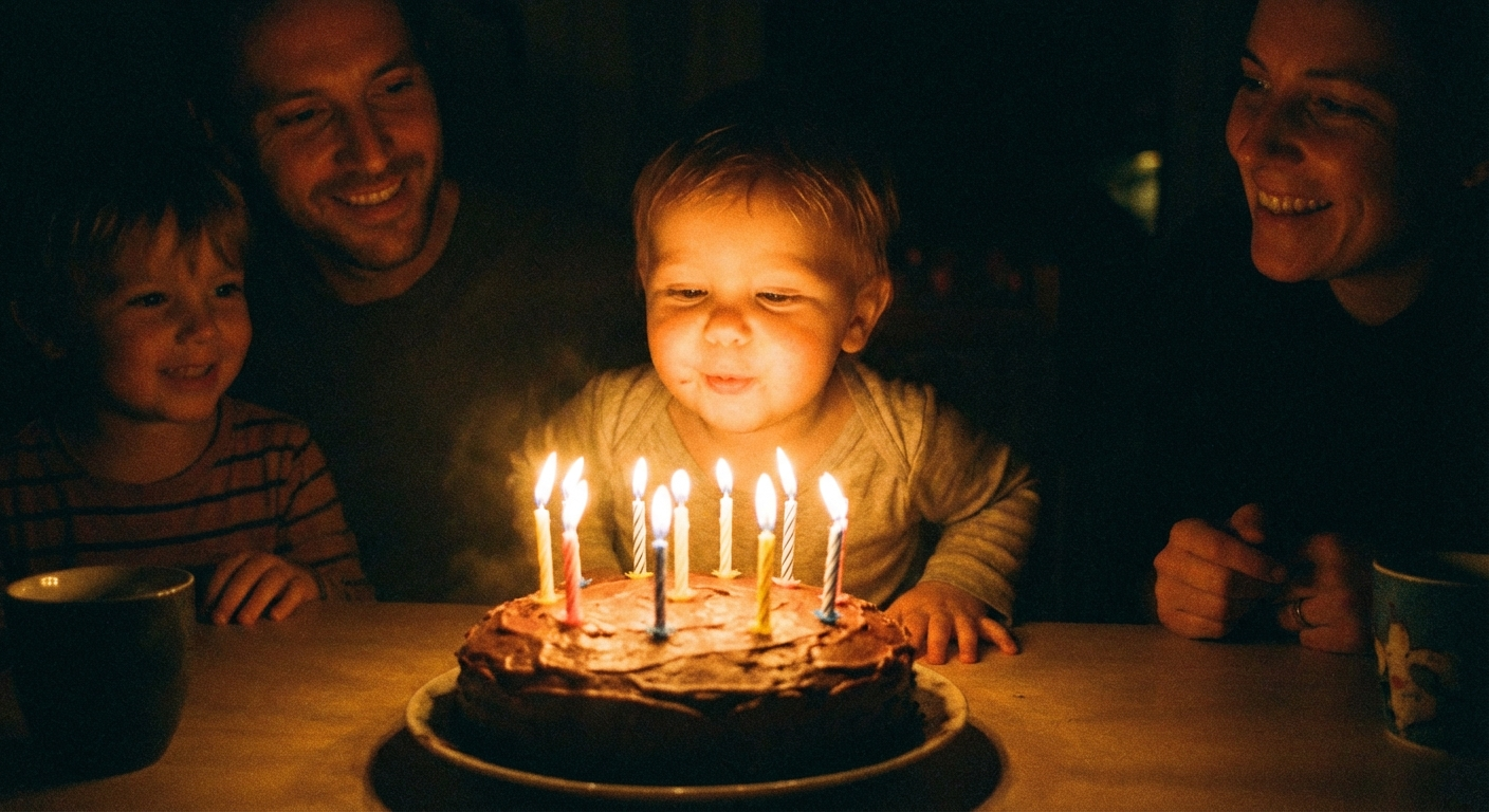 Birthday candles being blown out