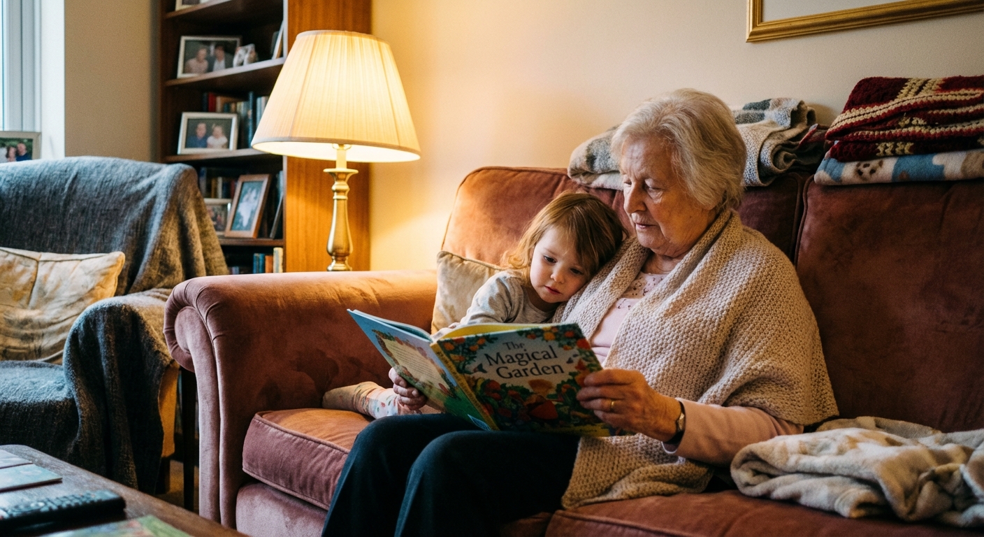 Grandma reading to a child