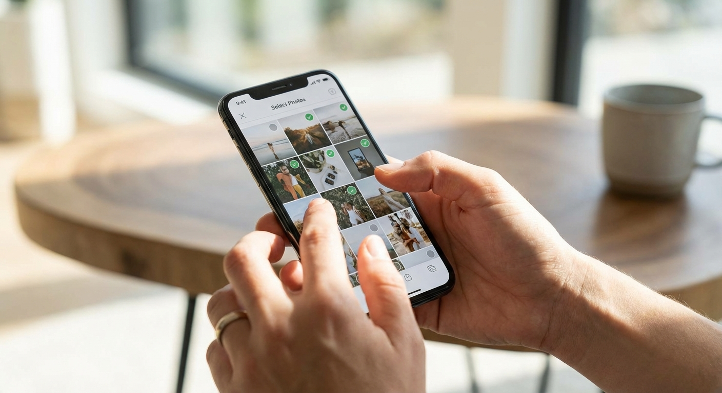 Selecting photos on a phone