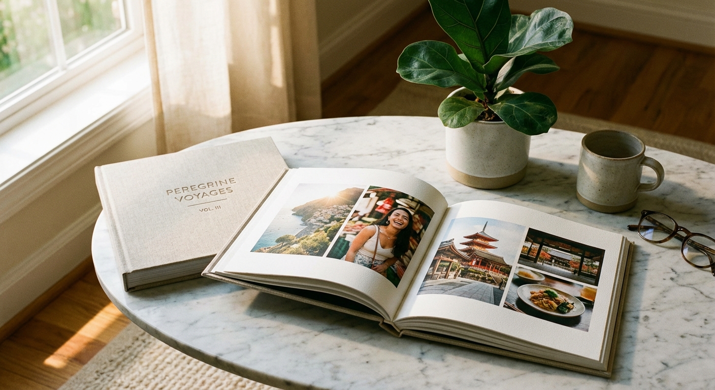 Photo book on a table