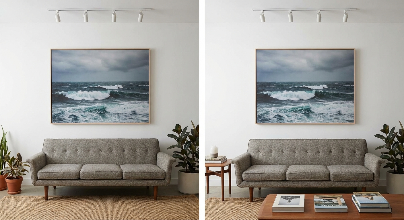 Large canvas print on a wall